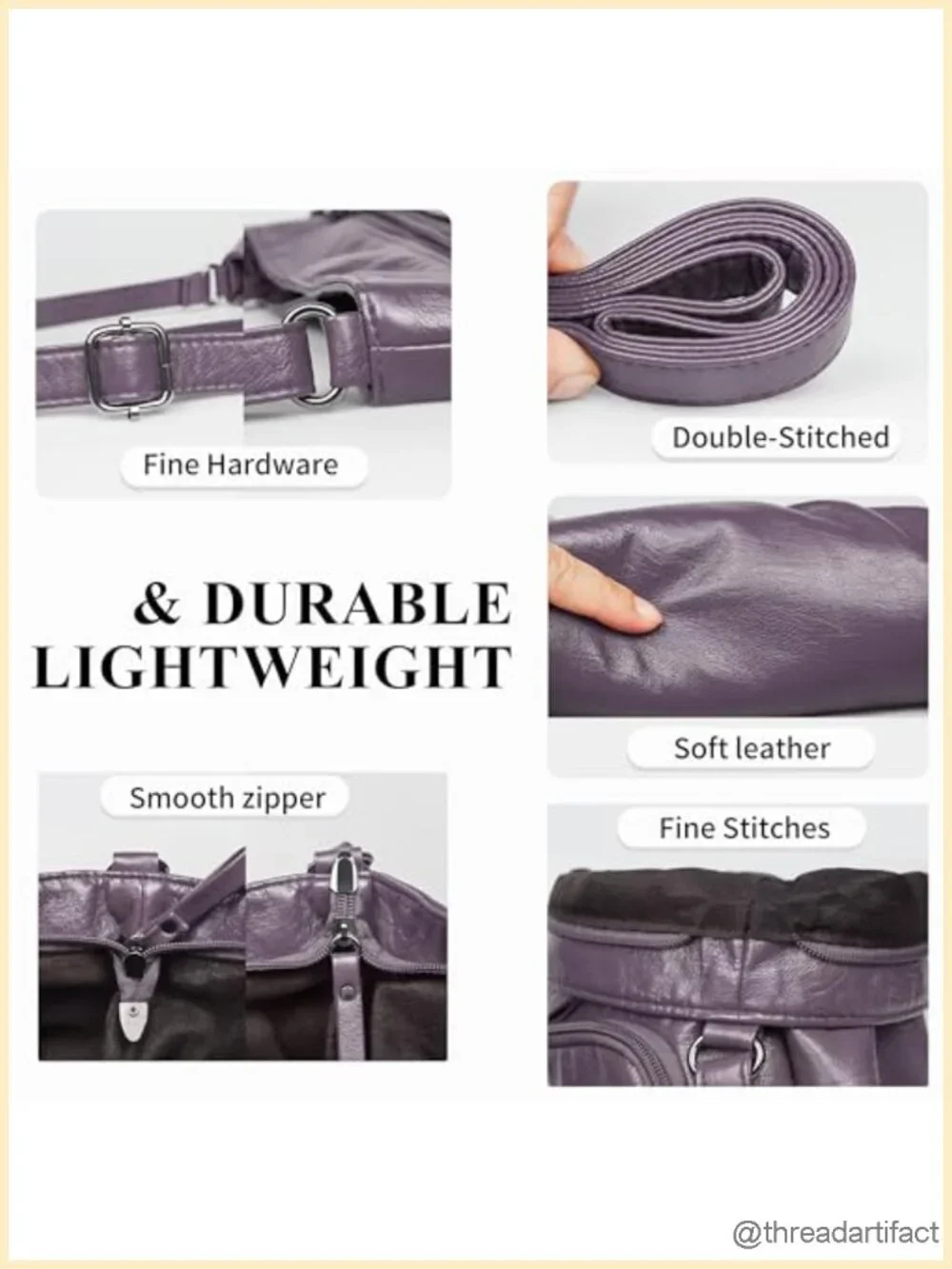 Soft Vegan Leather Crossbody Handbag Medium Lightweight Shoulder Purse Travel